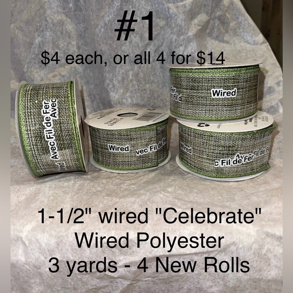 1-1/2" wired craft ribbon